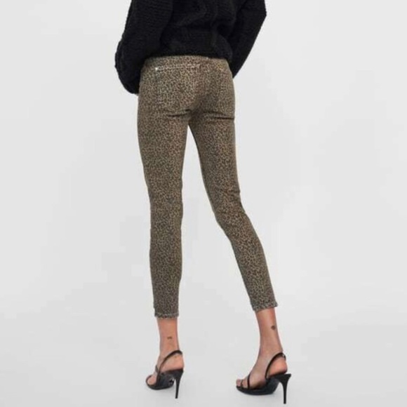 ZARA Animal Print Mid Rise Skinny Jeans SIZE 2 - Picture 2 of 5